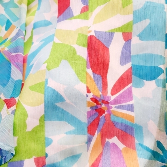 Ruby Rd. Petite Flowy Butterfly Sleeve Blouse Abstract Spring Floral Women's PL - Picture 3 of 6